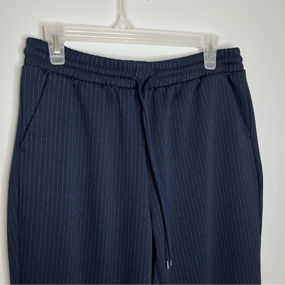 Time And Tru Pull On Navy Blue Pinstripe High Rise Knit Pants Size Medium 8-10 - Picture 8 of 16